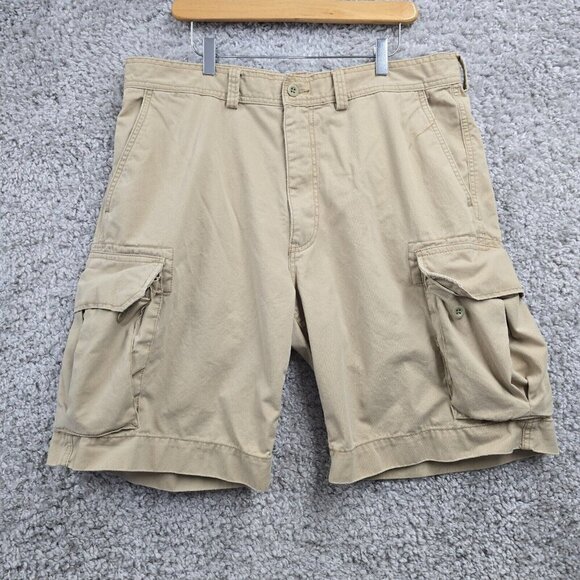 Polo Ralph Lauren Cargo Shorts Men 38 Beige Heavy Cotton Outdoor Skater‎ Pockets - Picture 1 of 15